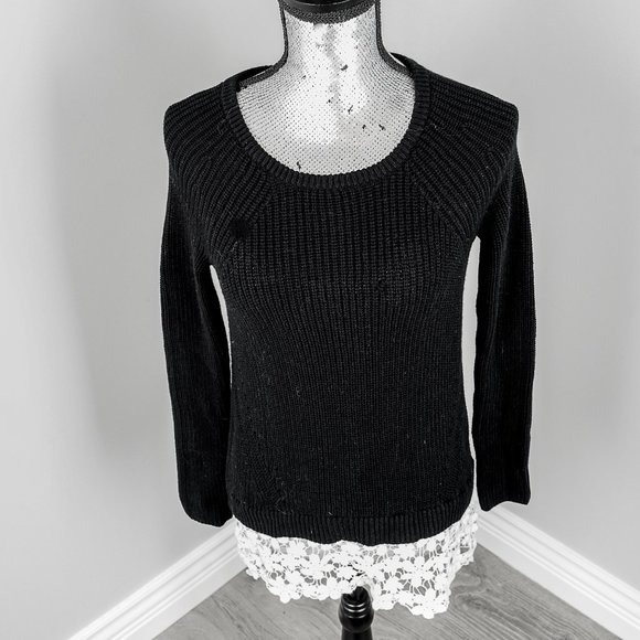 NWOT INC black sweater with lace - Medium - Picture 2 of 4